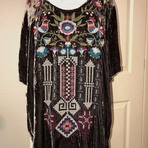 Johnny Was JWLA Dani Velvet Scoop Tee Top brown XL